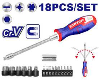 18 Pcs flexible shaft  screwdriver set-مجموعة 18 قطعة